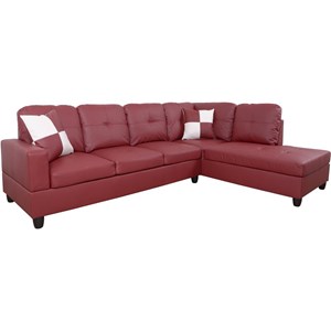 Pemberly Row Contemporary Right-Facing Sectional Sofa Set in Wine Red