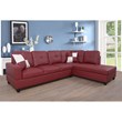 Pemberly Row Contemporary Right-Facing Sectional Sofa Set in Wine Red