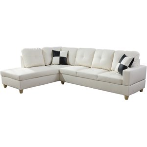 Pemberly Row Contemporary Left-Facing Sectional Sofa Set in Off White