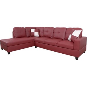 Pemberly Row Contemporary Left-Facing Sectional Sofa Set in Wine Red