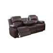 Pemberly Row Contemporary 3-Pieces Faux Leather Recliner Sofa Set in Espresso