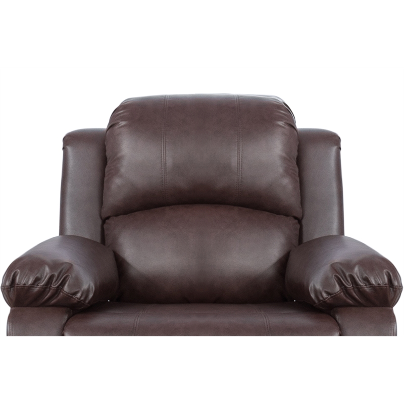 Pemberly Row Contemporary 3-Pieces Faux Leather Recliner Sofa Set in Espresso