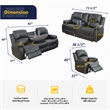 Pemberly Row Contemporary 3-Pieces Faux Leather Recliner Sofa Set in Black