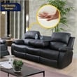 Pemberly Row Contemporary 3-Pieces Faux Leather Recliner Sofa Set in Black