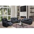 Pemberly Row Contemporary 3-Pieces Faux Leather Recliner Sofa Set in Black