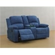Pemberly Row Contemporary 2-Pieces Microfiber Recliner Sofa Set in Blue