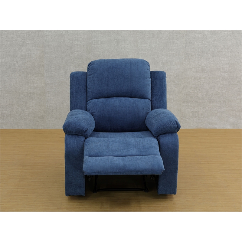 Pemberly Row Contemporary 2-Pieces Microfiber Recliner Sofa Set in Blue