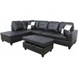 Pemberly Row Contemporary Left-Facing Sectional & Ottoman in Ultimate Black