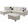 Pemberly Row Contemporary Left-Facing Sectional & Ottoman in Off White