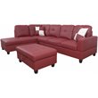 Pemberly Row Contemporary Left-Facing Sectional & Ottoman in Wine Red