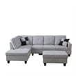 Pemberly Row Contemporary Left-Facing Sectional & Ottoman in Gray/White