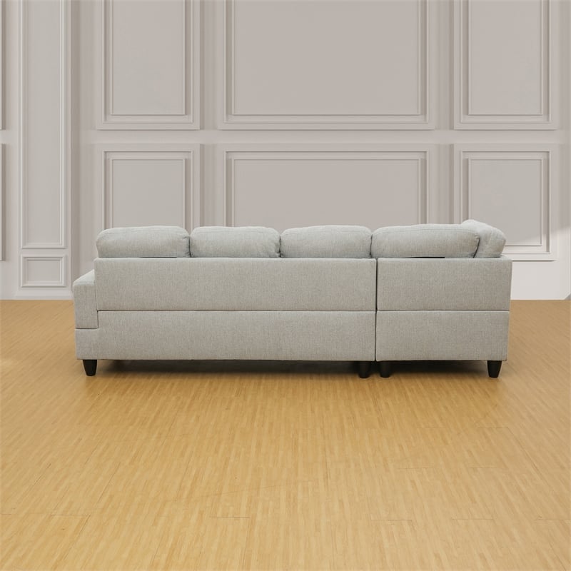 Pemberly Row Contemporary Left-Facing Sectional & Ottoman in Gray/White