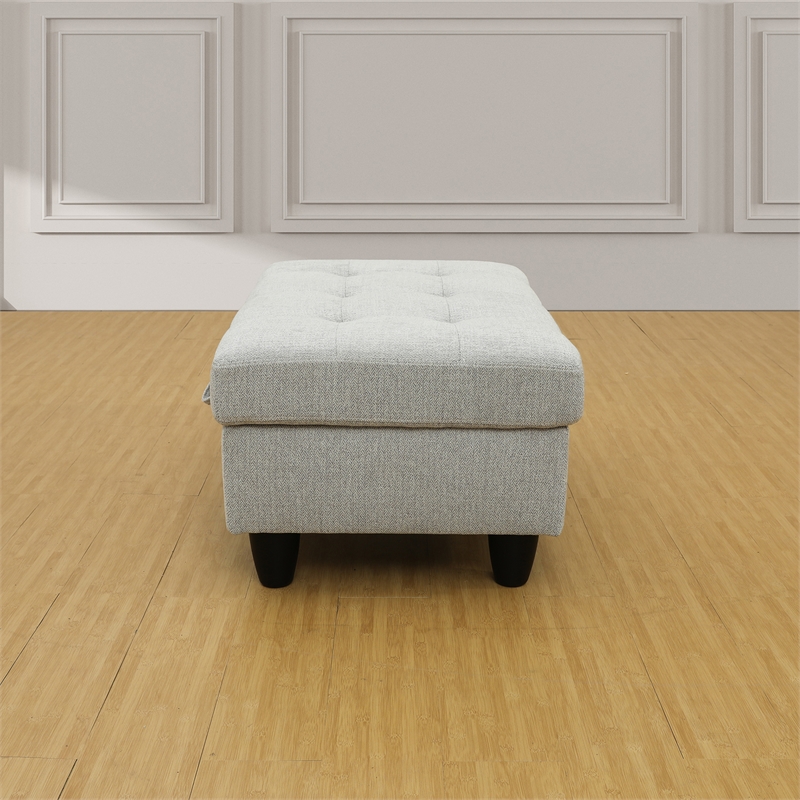 Pemberly Row Contemporary Right-Facing Sectional & Ottoman in Gray/White