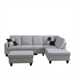Pemberly Row Contemporary Right-Facing Sectional & Ottoman in Gray/White