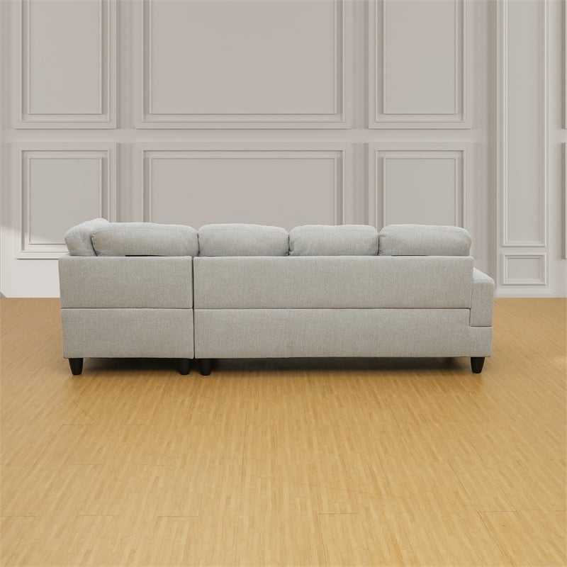 Pemberly Row Contemporary Right-Facing Sectional & Ottoman in Gray/White