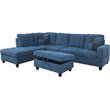 Pemberly Row Contemporary Left-Facing Sectional & Ottoman in Lake Blue