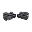 Pemberly Row Contemporary 2-Pieces Faux Leather Recliner Sofa Set in Black
