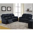 Pemberly Row Contemporary 2-Pieces Faux Leather Recliner Sofa Set in Black