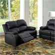 Pemberly Row Contemporary 2-Pieces Faux Leather Recliner Sofa Set in Black