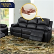 Pemberly Row Contemporary 2-Pieces Faux Leather Recliner Sofa Set in Black