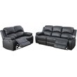 Pemberly Row Contemporary 2-Pieces Faux Leather Recliner Sofa Set in Black