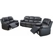 Pemberly Row Contemporary 3-Pieces Faux Leather Recliner Sofa Set in Black