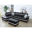 Pemberly Row Contemporary Left-Facing Sectional & Ottoman in Black/White