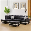 Pemberly Row Contemporary Left-Facing Sectional & Ottoman in Black/White