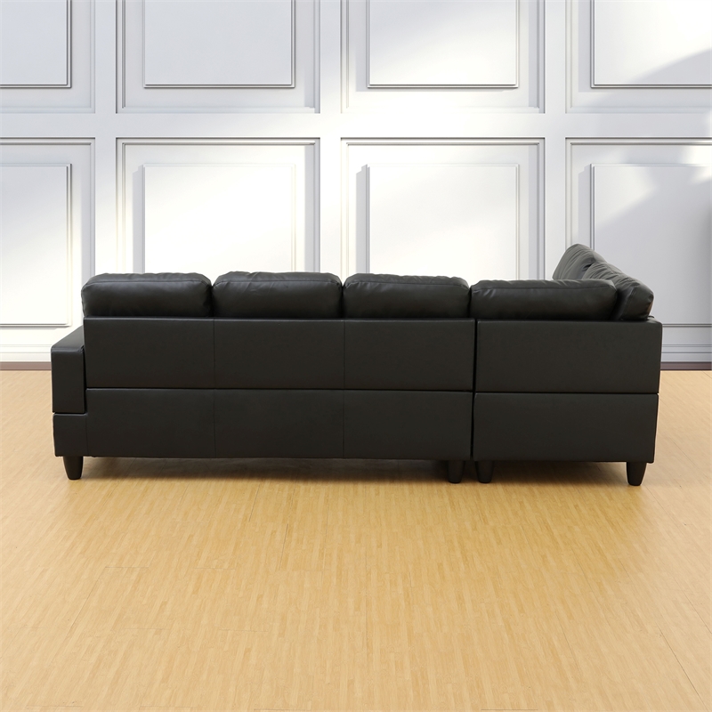 Pemberly Row Contemporary Left-Facing Sectional & Ottoman in Black/White