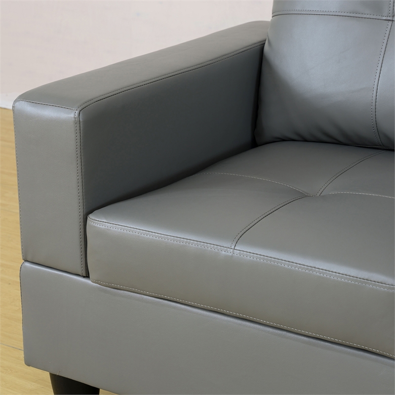 Pemberly Row Contemporary Right-Facing Sectional & Ottoman in Raining Gray