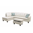 Pemberly Row Faux Leather 3-Piece Left Facing Sectional Set in Off White
