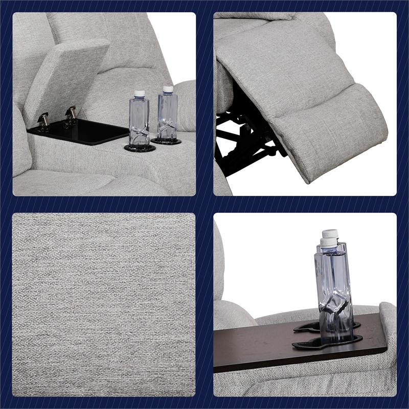 Pemberly Row Contemporary 3-Piece Modern Microfiber Recliner Sofa Set in White