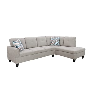 Pemberly Row Contemporary Linen Fabric Sectional Sofa Set in Gray