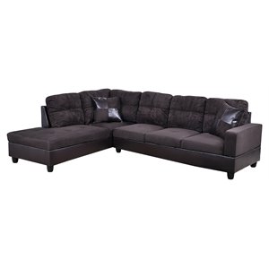Pemberly Row Contemporary Microfiber Fabric Left Facing Sectional in Espresso