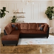 Pemberly Row Contemporary Microfiber Fabric Left Facing Sectional in Chocolate