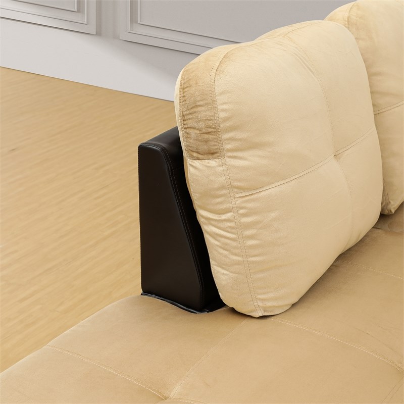 Pemberly Row Contemporary Microfiber Fabric Right Facing Sectional in Beige