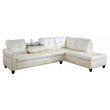Pemberly Row Contemporary Faux Leather Sectional Sofa in Shiny White