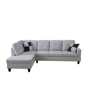 Pemberly Row Contemporary Flannelette Fabric Left Facing Sectional in Gray