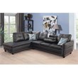 Pemberly Row Contemporary Faux Leather Sectional Sofa in Black