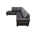 Pemberly Row Contemporary Faux Leather Sectional Sofa in Black