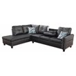Pemberly Row Contemporary Faux Leather Sectional Sofa in Black