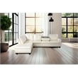 Pemberly Row Contemporary Faux Leather Sectional Sofa in Shiny White
