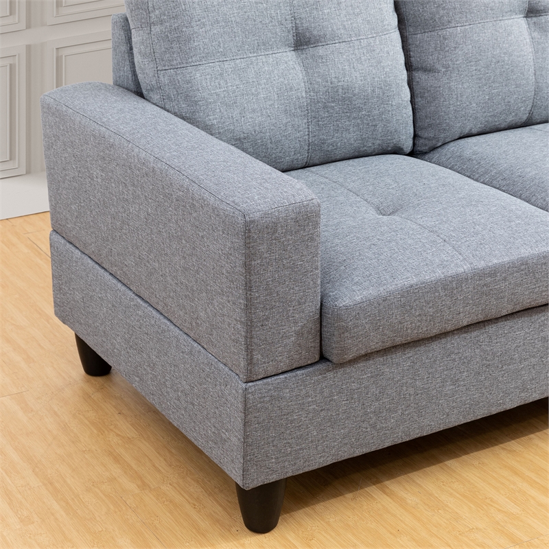 Pemberly Row Contemporary Linen Fabric Right Facing Sectional in Gray