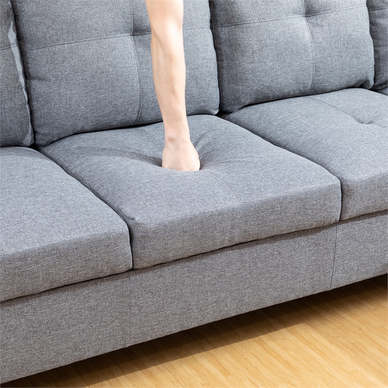 Pemberly Row Contemporary Linen Fabric Right Facing Sectional in Gray