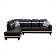 Pemberly Row Contemporary Faux Leather Left Sectional Sofa in Black/White