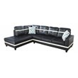 Pemberly Row Contemporary Faux Leather Left Sectional Sofa in Black/White