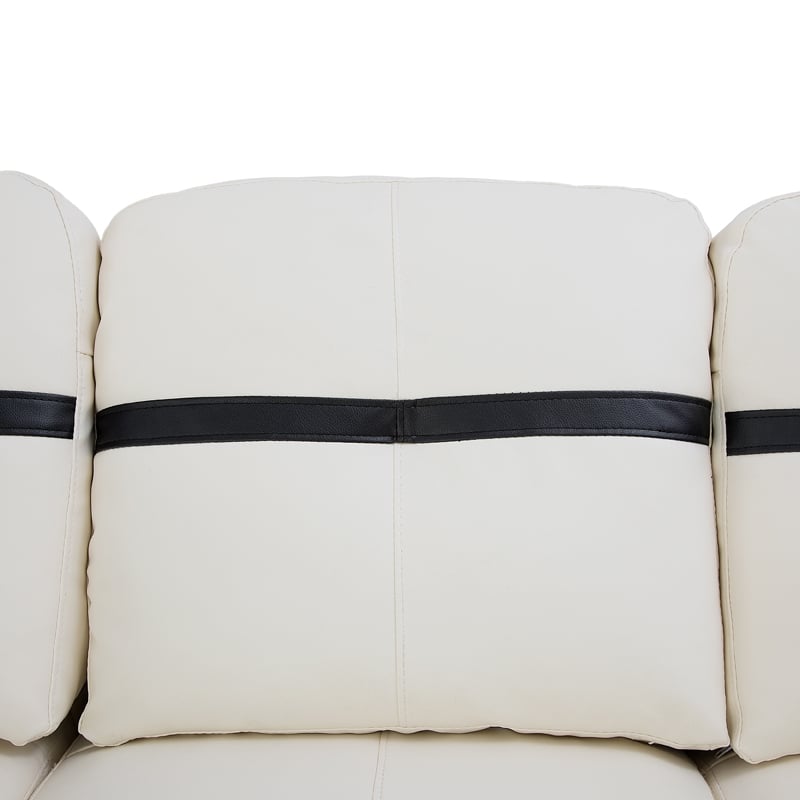 Pemberly Row Contemporary Faux Leather Left Sectional Sofa in White and Black