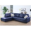 Pemberly Row Contemporary Faux Leather Left Sectional Sofa in Blue