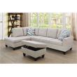 Pemberly Row Contemporary 3PC Left-Facing Sectional Sofa with Ottoman