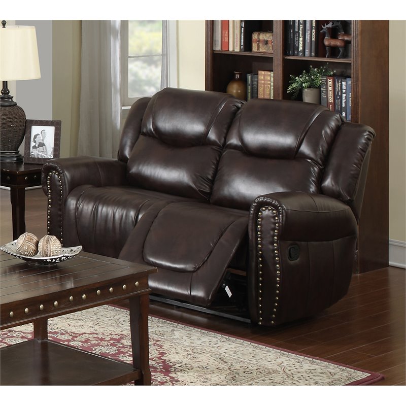 Pemberly Row Contemporary 3-piece Faux Leather Living Room Set in Espresso